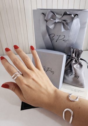 Conjunto Bracelete e Anel Minimalista em Prata 925