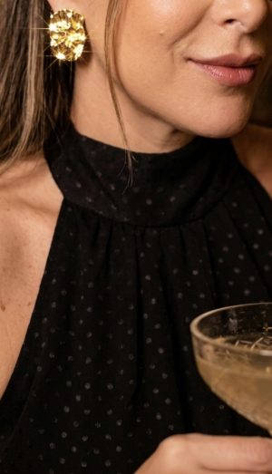 Brinco Aura Dourada Banhado Ouro 18K