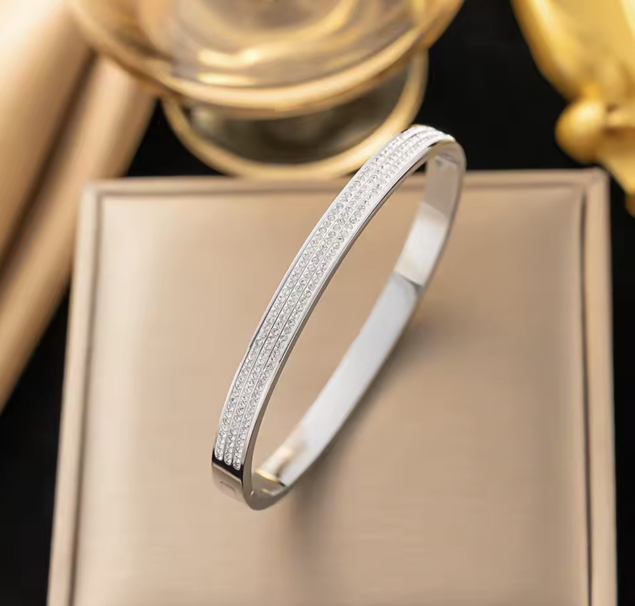 Bracelete Brilho Prateado com Banho de Ródio - Imagem 2