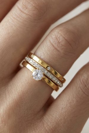Anel Trio Dourado com Banho 18k