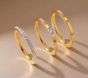 Anel Trio Dourado com Banho 18k