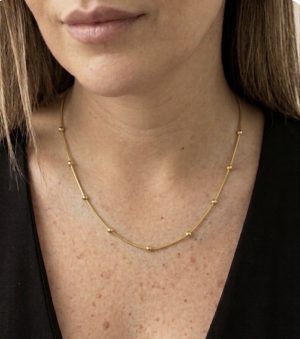 Colar Esferas Dourado com Banho 18k