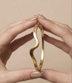 Bracelete Ondulado Dourado 18k