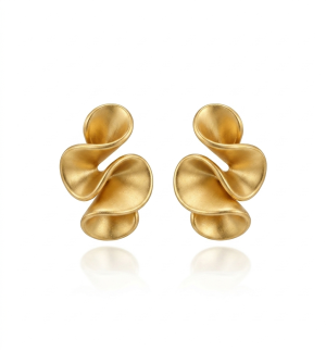 Brinco Orgânico Dourado Fosco em Prata 925