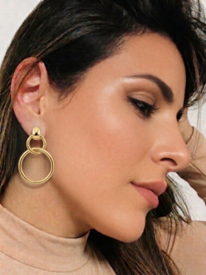 Brinco Elos Dourado com Banho 18k