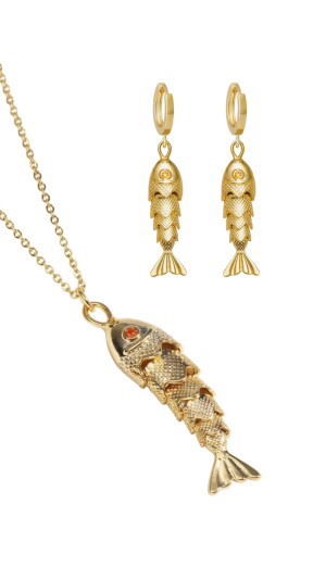 Conjunto Colar e Brinco Golden Fish